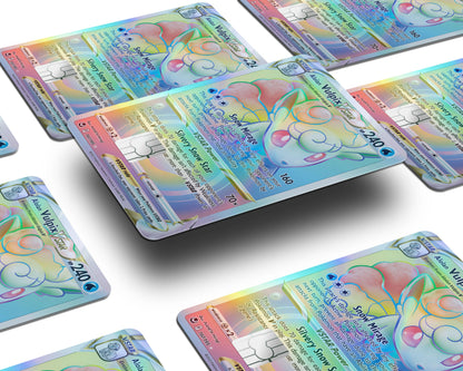 Anime Town Creations Holographic Credit Card Rainbow Alohan Vulpix Pokemon Card Window Skins - Anime Pokemon Holographic Credit Card Skin