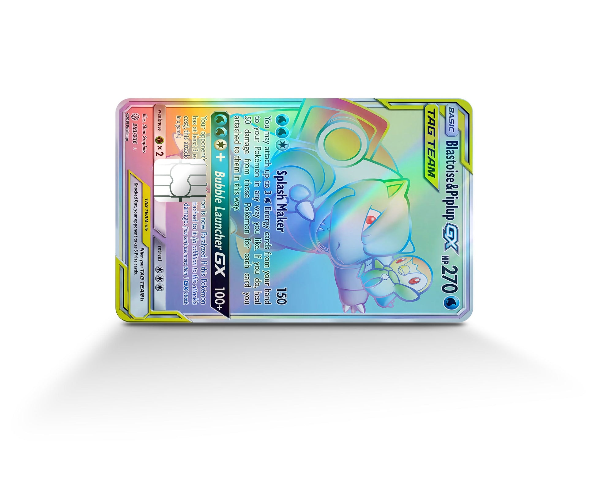 piplup holographic card Rainbow Blastoise Piplup Pokemon Card Holographic Credit Card Holographic Credit Card Skin – Anime Town Creations