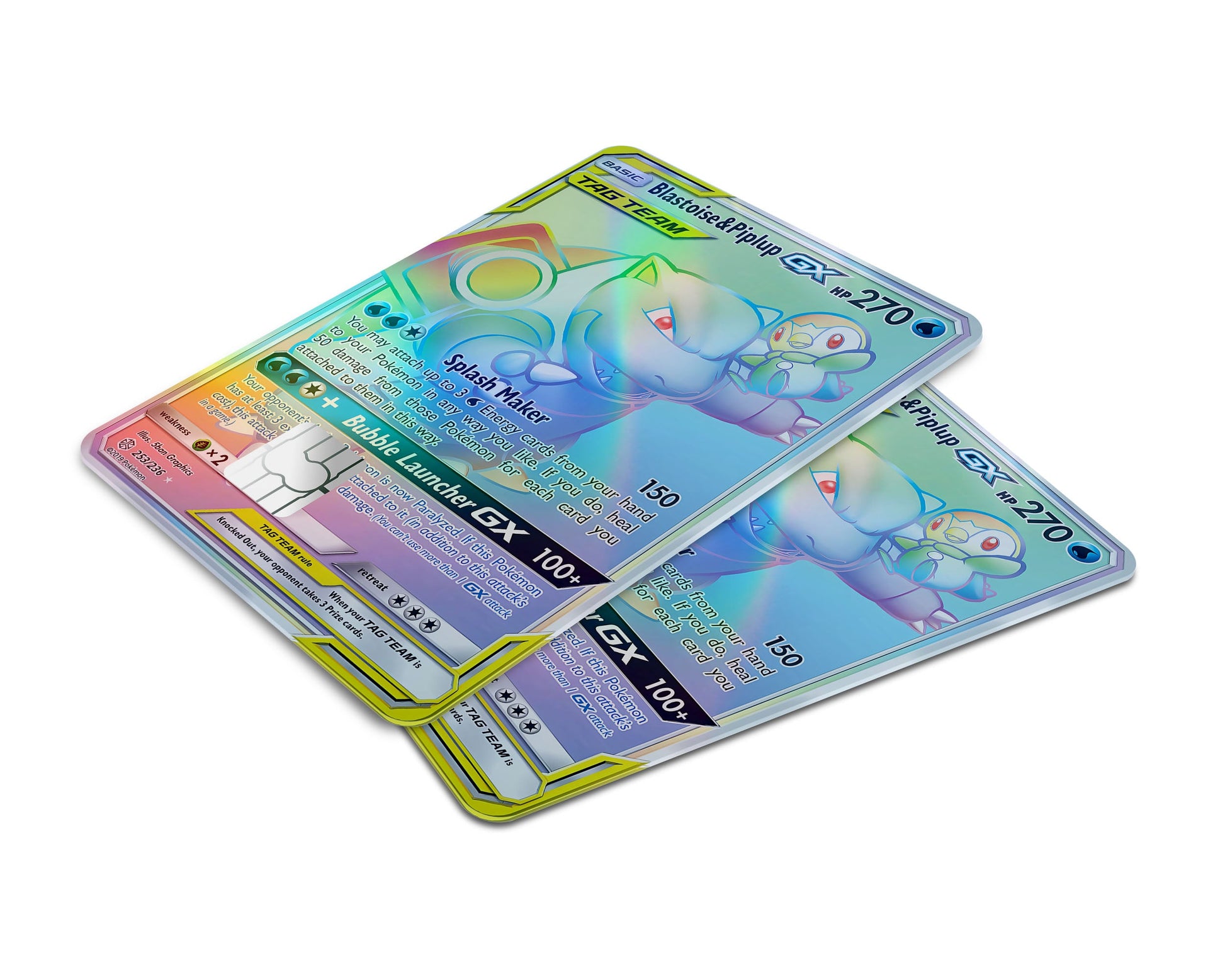 Rainbow Blastoise Piplup Pokemon Card Holographic Credit Card Skin - Full / Small Rainbow Blastoise Piplup Pokemon Card Holographic Credit Card Skin - Full / Small
