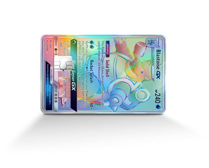 Anime Town Creations Holographic Credit Card Rainbow Blastoise Pokemon Card Full Skins - Anime Pokemon Holographic Credit Card Skin