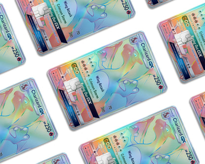 Anime Town Creations Holographic Credit Card Rainbow Charizard Pokemon Card Window Skins - Anime Pokemon Holographic Credit Card Skin