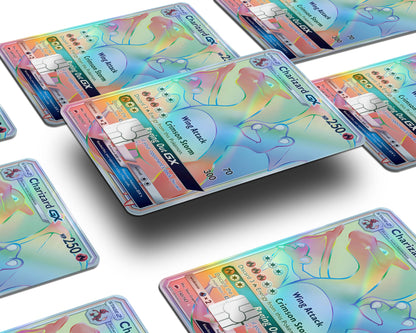 Anime Town Creations Holographic Credit Card Rainbow Charizard Pokemon Card Window Skins - Anime Pokemon Holographic Credit Card Skin