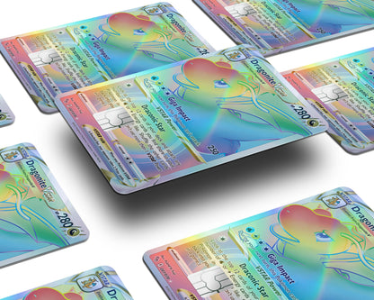 Anime Town Creations Holographic Credit Card Rainbow Dragonite Pokemon Card Window Skins - Anime Pokemon Holographic Credit Card Skin