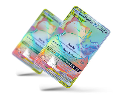 Anime Town Creations Holographic Credit Card Rainbow Eevee Snorlax Pokemon Card Full Skins - Anime Pokemon Holographic Credit Card Skin