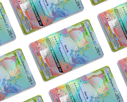 Anime Town Creations Holographic Credit Card Rainbow Eevee Snorlax Pokemon Card Window Skins - Anime Pokemon Holographic Credit Card Skin