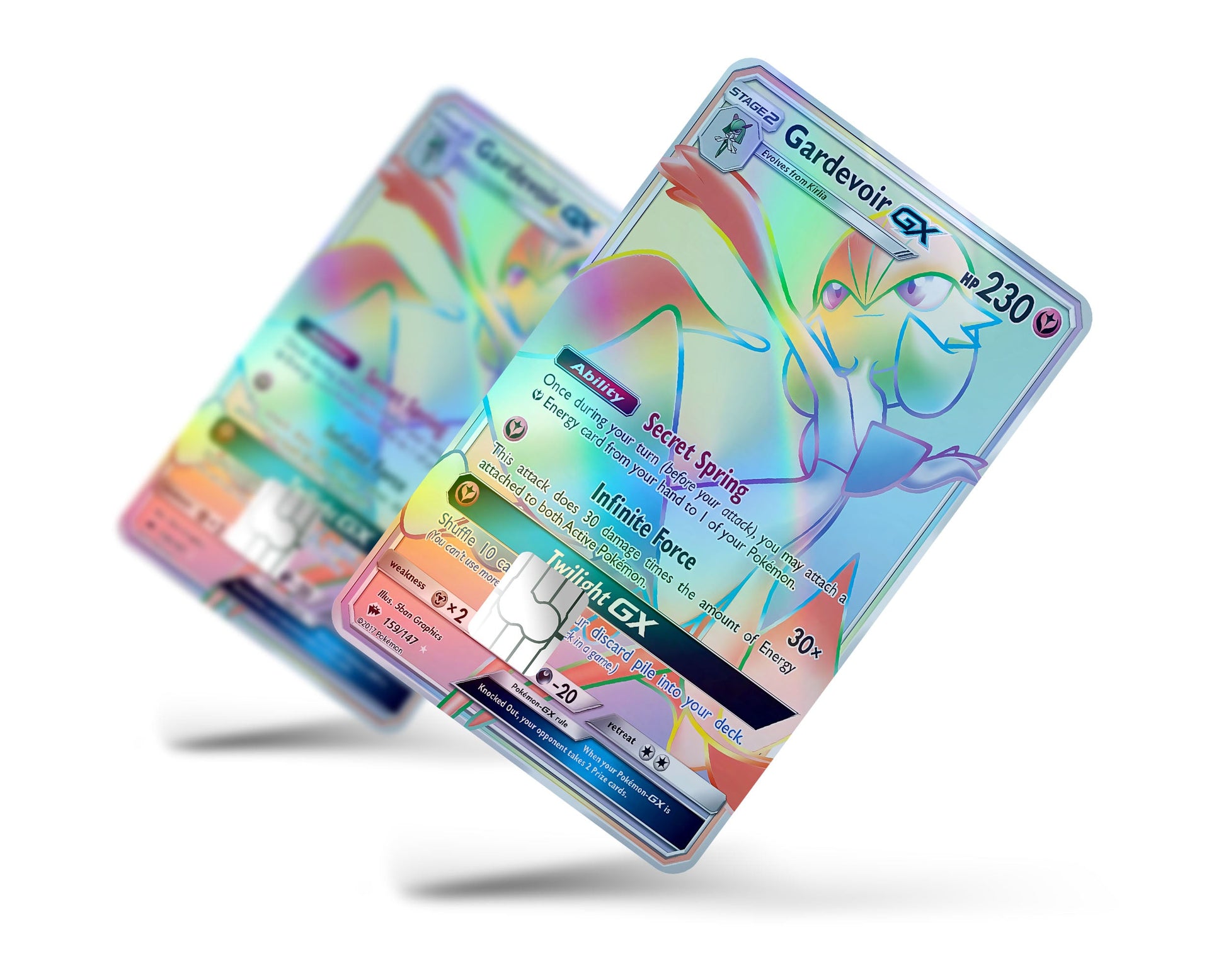 holographic rainbow energy pokemon card Rainbow Gardevoir Pokemon Card Holographic Credit Card Holographic Credit Card Skin – Anime Town Creations