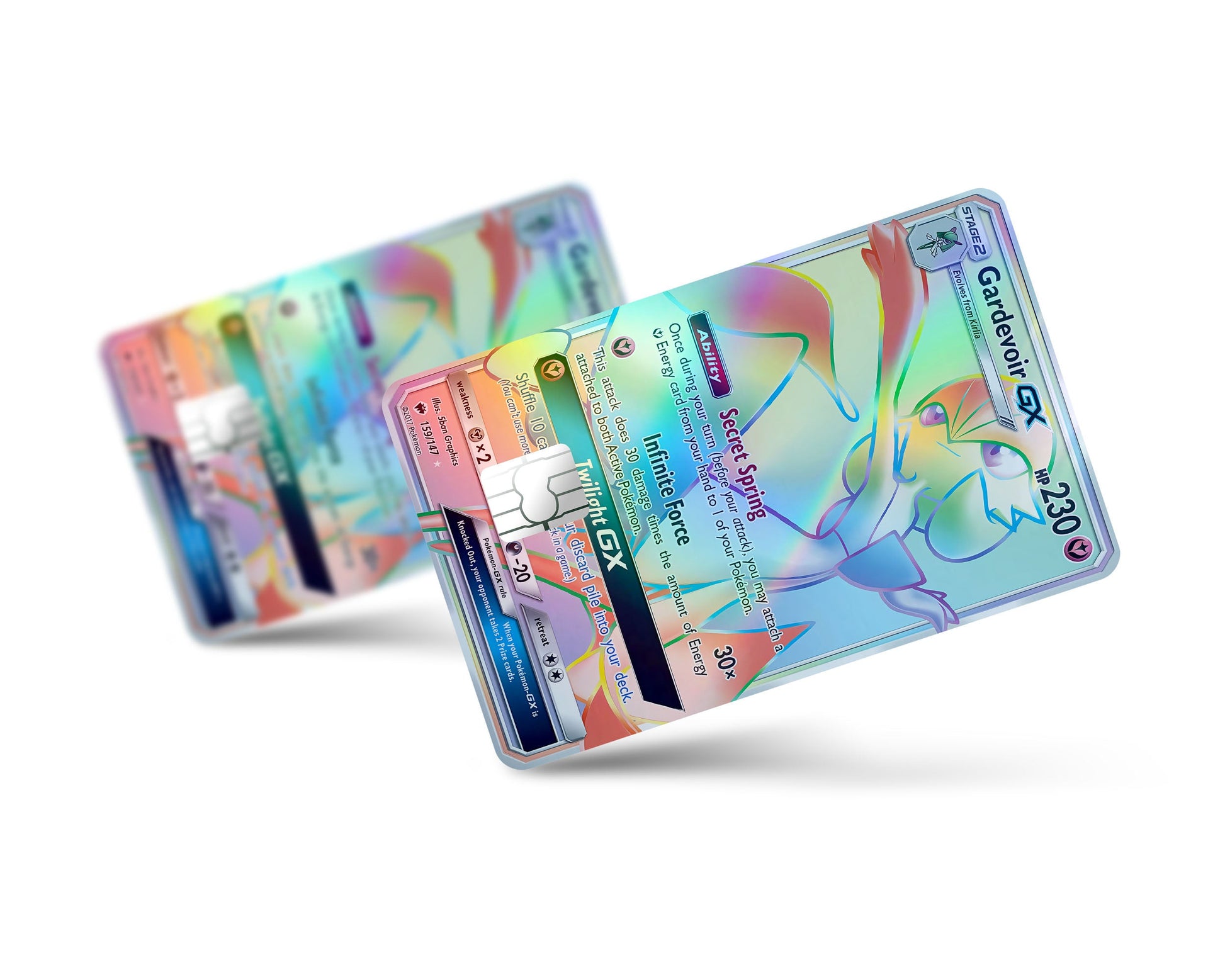 Anime Town Creations Holographic Credit Card Rainbow Gardevoir Pokemon Card Full Skins - Anime Pokemon Holographic Credit Card Skin