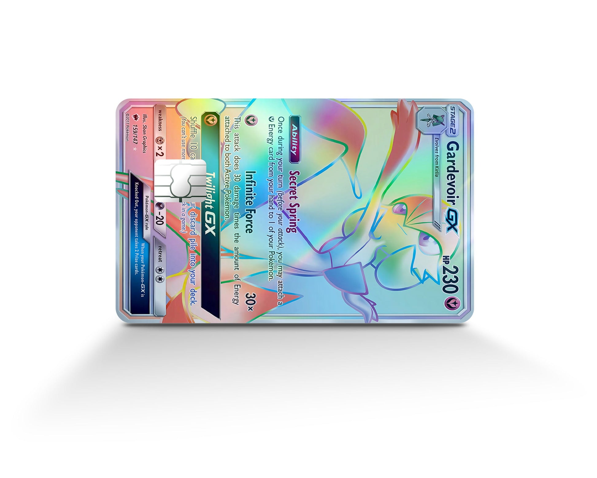 Anime Town Creations Holographic Credit Card Rainbow Gardevoir Pokemon Card Full Skins - Anime Pokemon Holographic Credit Card Skin