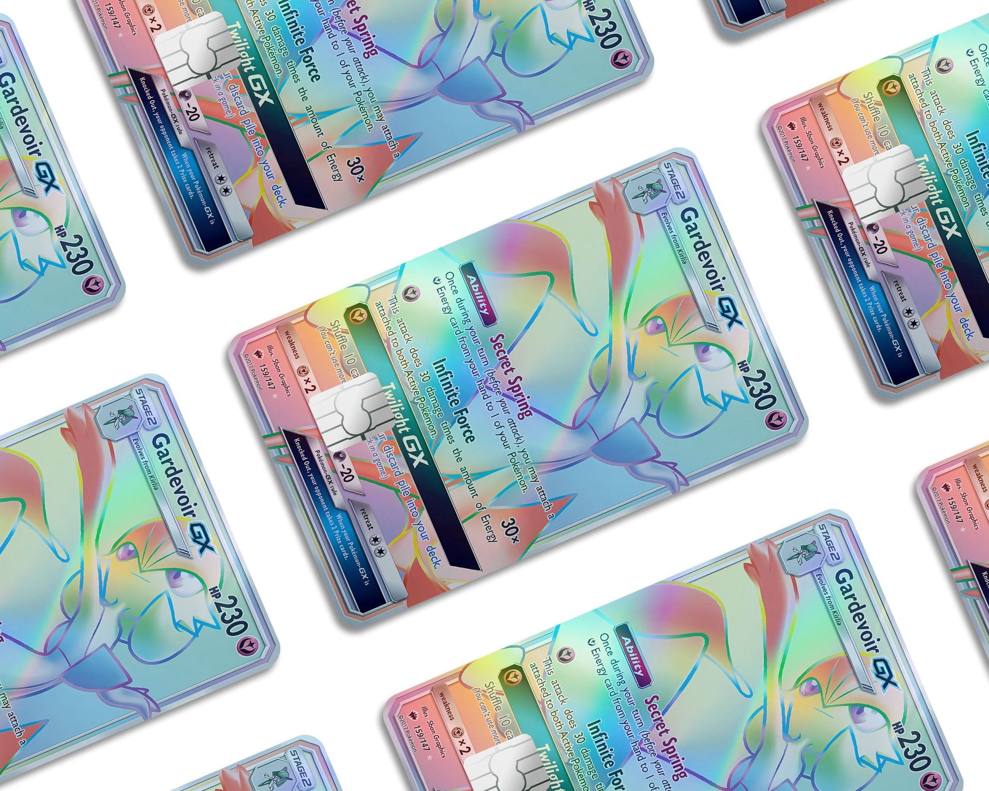 Anime Town Creations Holographic Credit Card Rainbow Gardevoir Pokemon Card Window Skins - Anime Pokemon Holographic Credit Card Skin