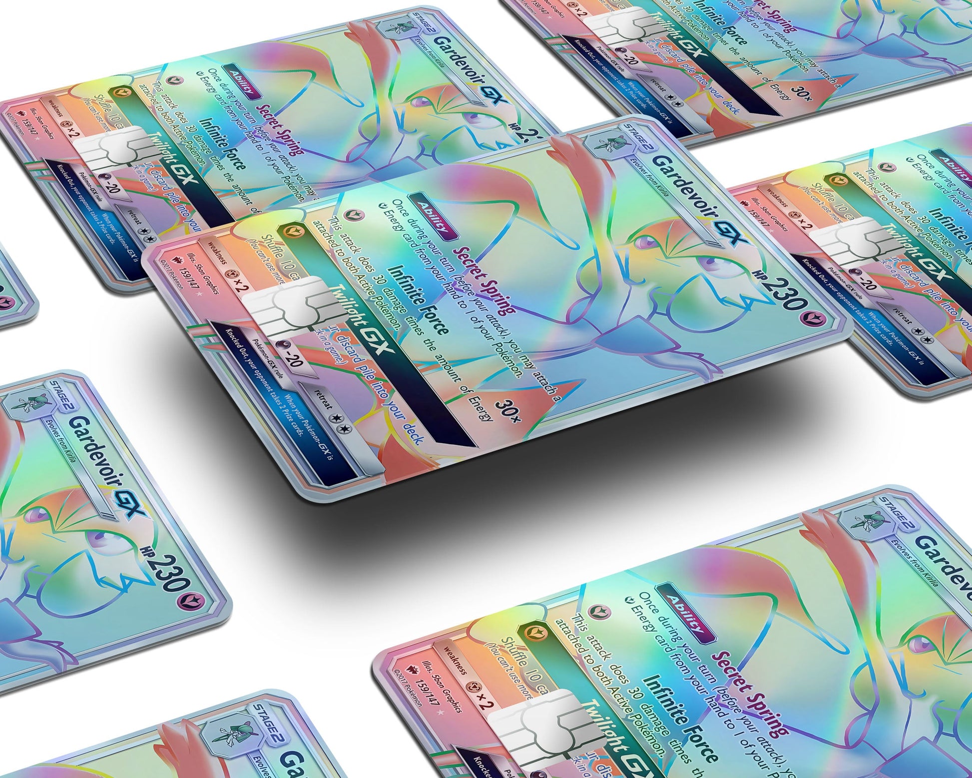 Anime Town Creations Holographic Credit Card Rainbow Gardevoir Pokemon Card Window Skins - Anime Pokemon Holographic Credit Card Skin