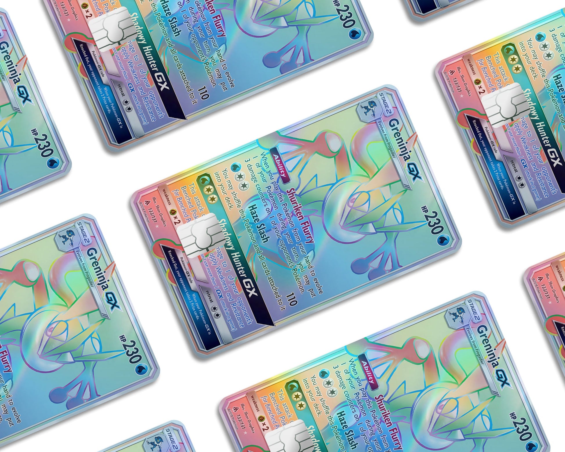 Rainbow Greninja Pokemon Card Holographic Credit Card Holographic Credit Card Skin – Anime Town Creations