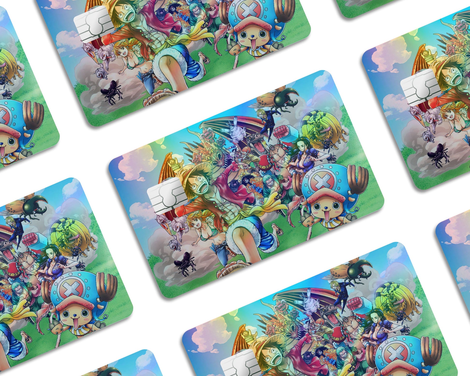 Anime Town Creations Holographic Credit Card One Piece Luffy Gang Window Skins - Anime One Piece Holographic Credit Card Skin
