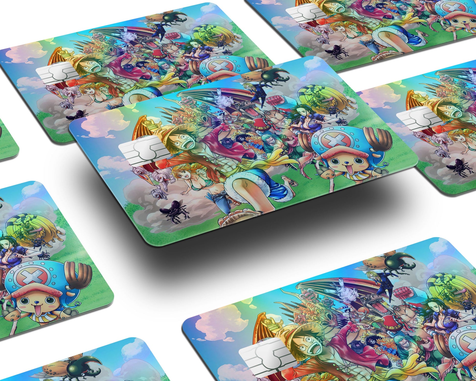 Anime Town Creations Holographic Credit Card One Piece Luffy Gang Window Skins - Anime One Piece Holographic Credit Card Skin