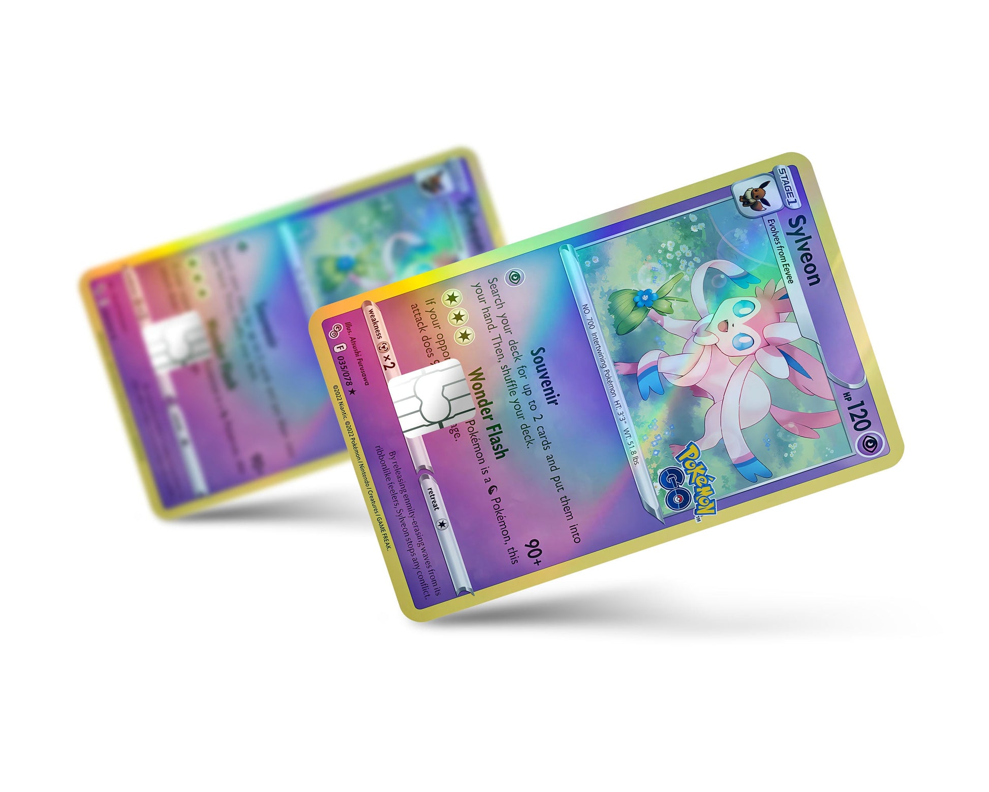 Anime Town Creations Holographic Credit Card Cute Sylveon Pokemon Card Full Skins - Anime Pokemon Holographic Credit Card Skin