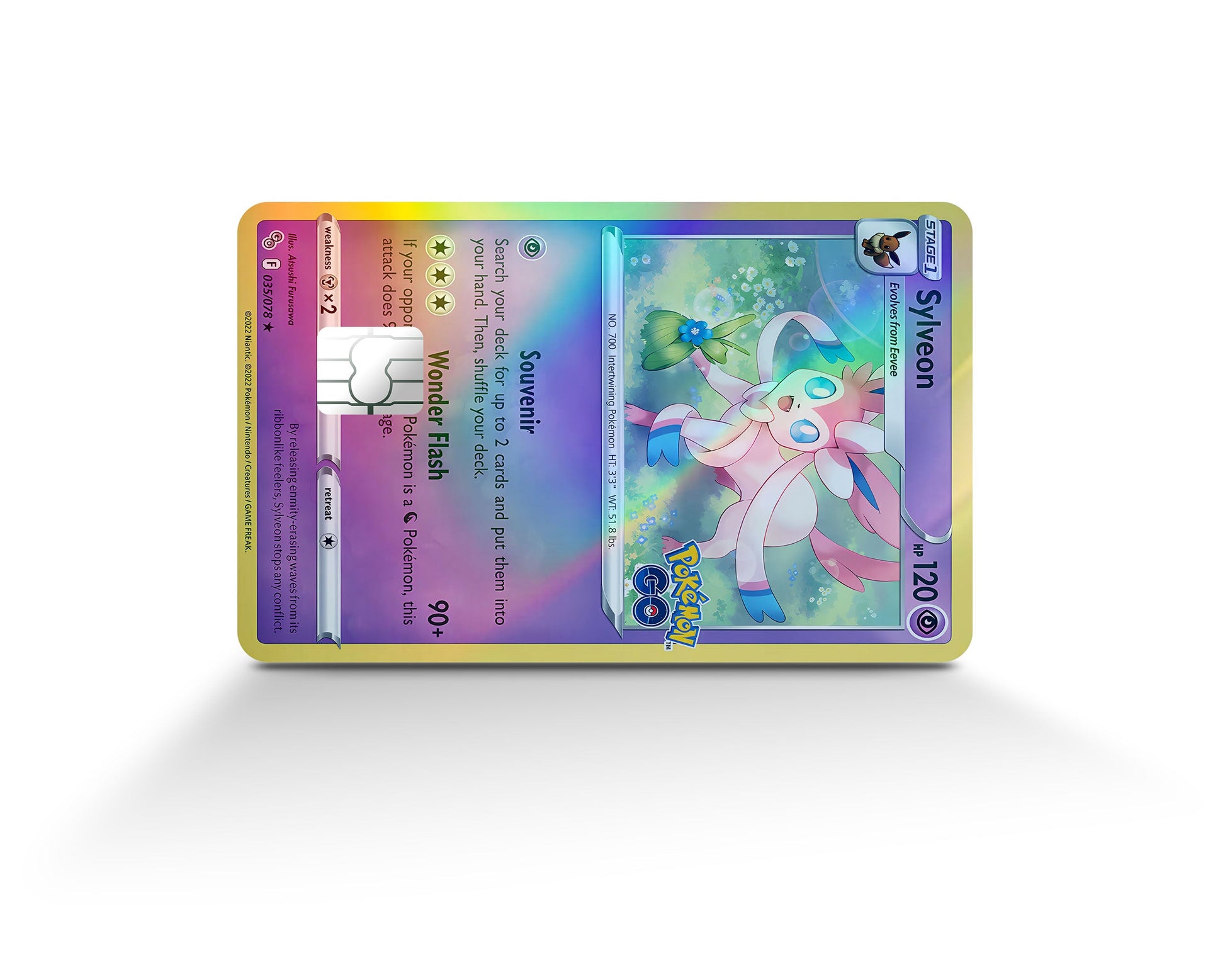 Anime Town Creations Holographic Credit Card Cute Sylveon Pokemon Card Full Skins - Anime Pokemon Holographic Credit Card Skin