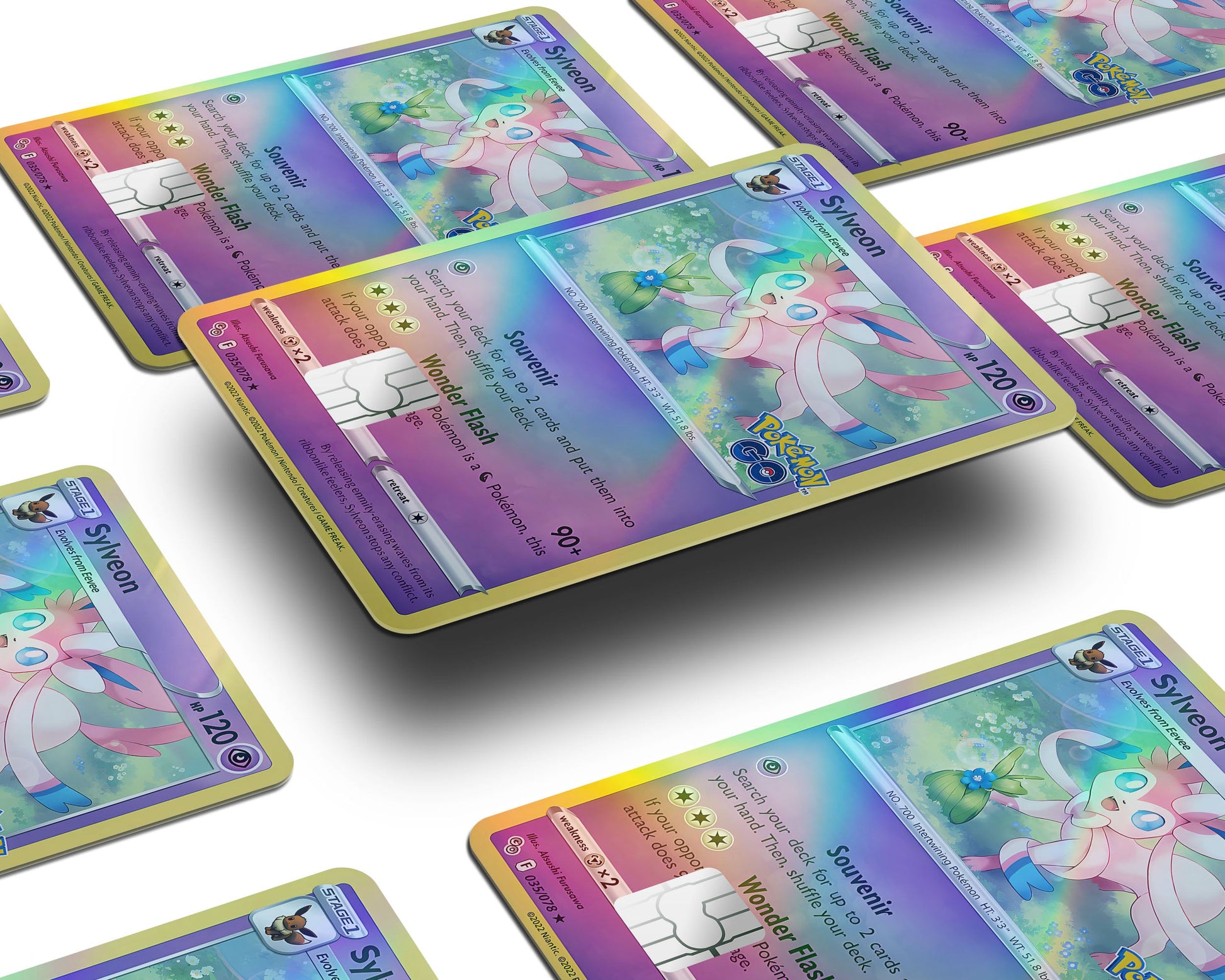 Anime Town Creations Holographic Credit Card Cute Sylveon Pokemon Card Window Skins - Anime Pokemon Holographic Credit Card Skin
