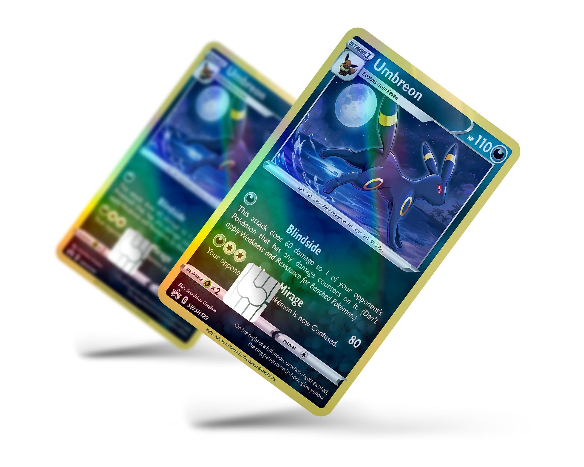 Cute Umbreon Pokemon Card Holographic Credit Card Skin - Full / Small Cute Umbreon Pokemon Card Holographic Credit Card Skin - Full / Small