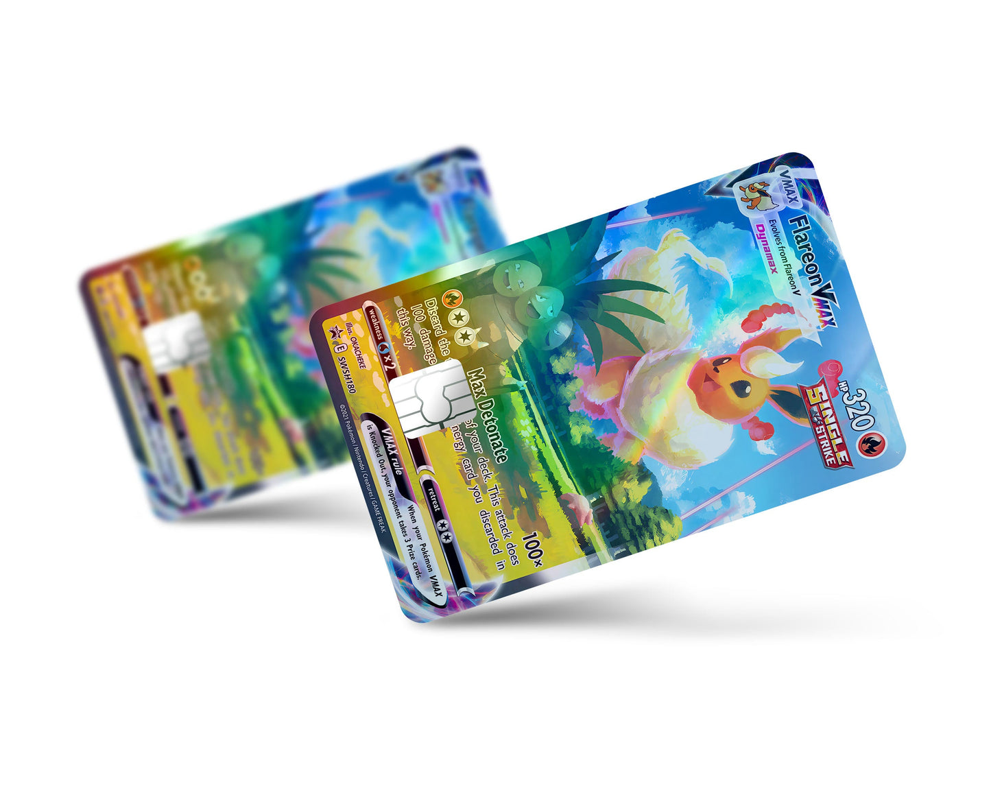 Anime Town Creations Holographic Credit Card Rare Flareon Pokemon Card Full Skins - Anime Pokemon Holographic Credit Card Skin