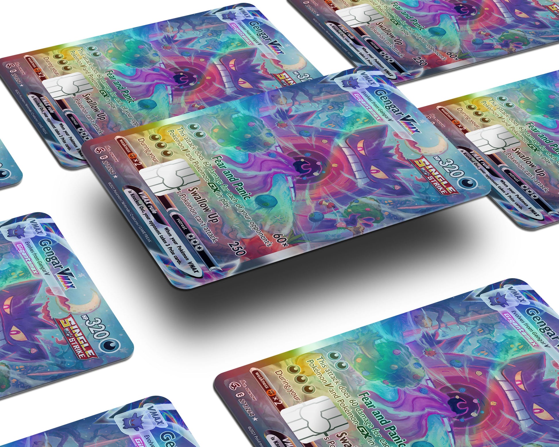 Anime Town Creations Holographic Credit Card Rare Gengar Vmax Pokemon Card Window Skins - Anime Pokemon Holographic Credit Card Skin