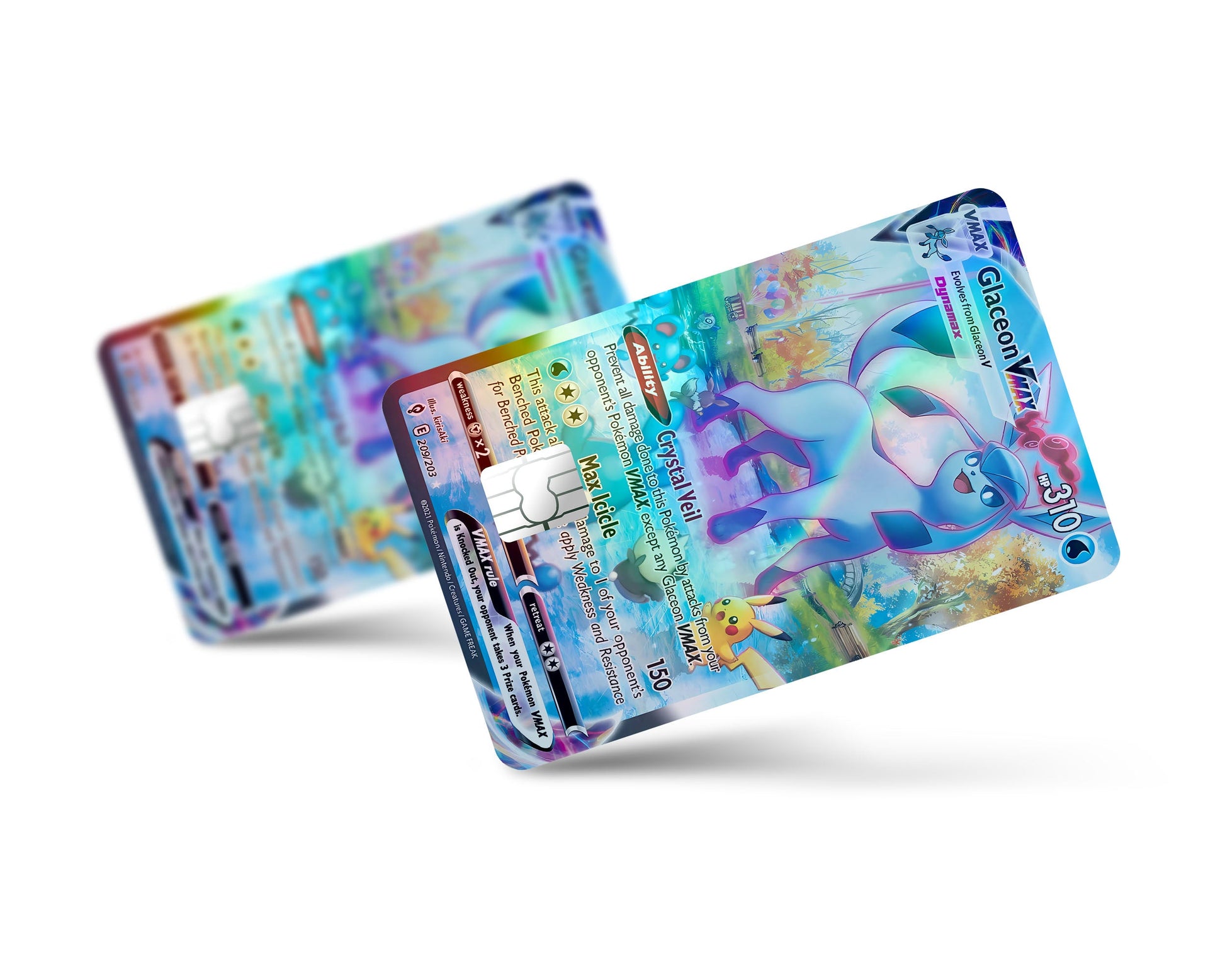 Anime Town Creations Holographic Credit Card Rare Glaceon Pokemon Card Full Skins - Anime Pokemon Holographic Credit Card Skin