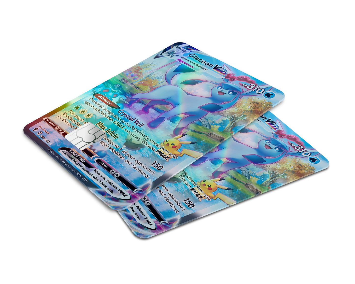 Anime Town Creations Holographic Credit Card Rare Glaceon Pokemon Card Window Skins - Anime Pokemon Holographic Credit Card Skin