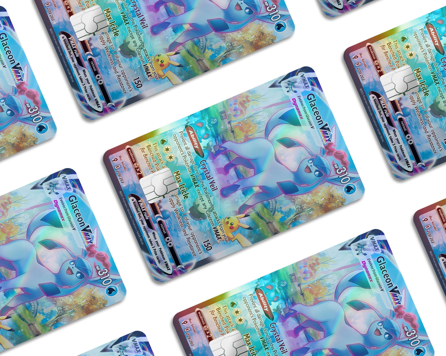 Anime Town Creations Holographic Credit Card Rare Glaceon Pokemon Card Window Skins - Anime Pokemon Holographic Credit Card Skin