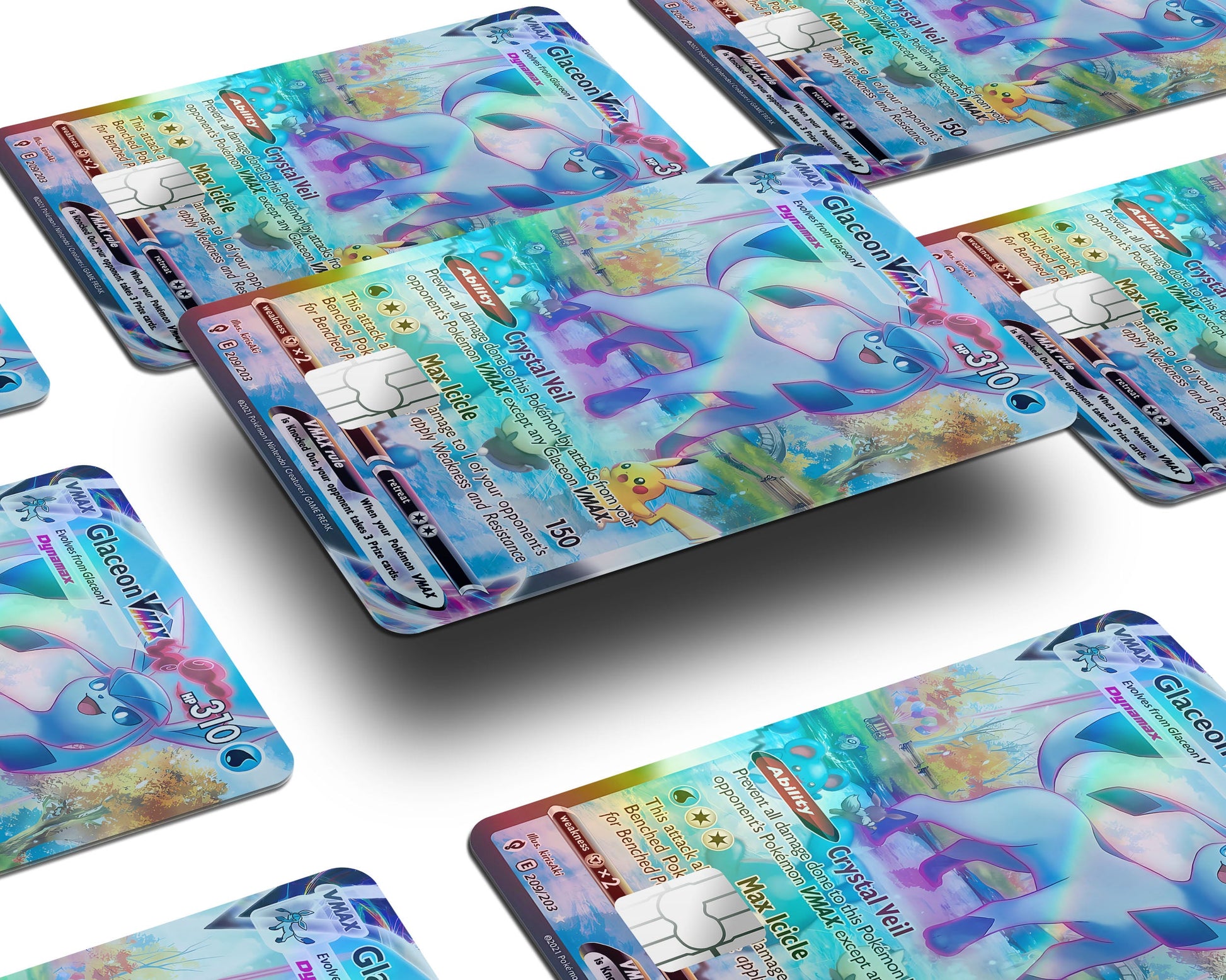 Anime Town Creations Holographic Credit Card Rare Glaceon Pokemon Card Window Skins - Anime Pokemon Holographic Credit Card Skin