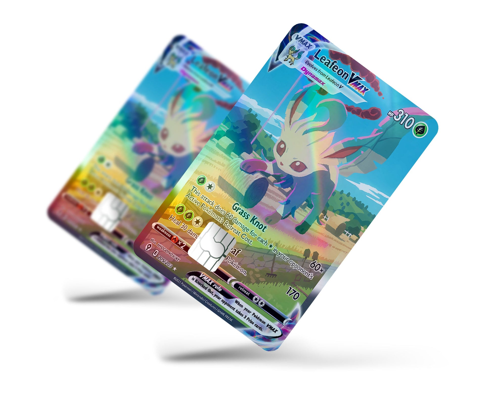 Rare Leafeon Pokemon Card Holographic Credit Card Skin - Full / Small Rare Leafeon Pokemon Card Holographic Credit Card Skin - Full / Small
