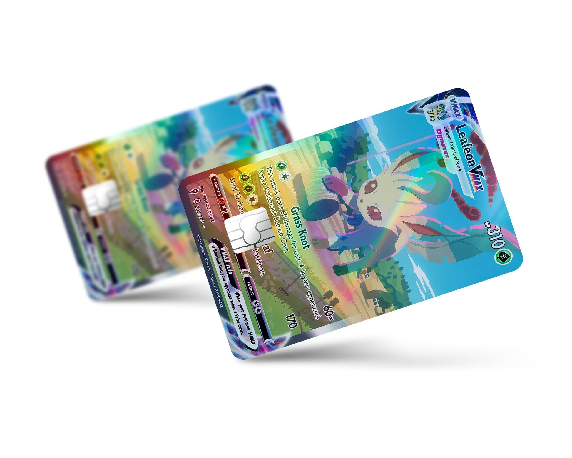 Rare Leafeon Pokemon Card Holographic Credit Card Skin - Full / Small Rare Leafeon Pokemon Card Holographic Credit Card Skin - Full / Small