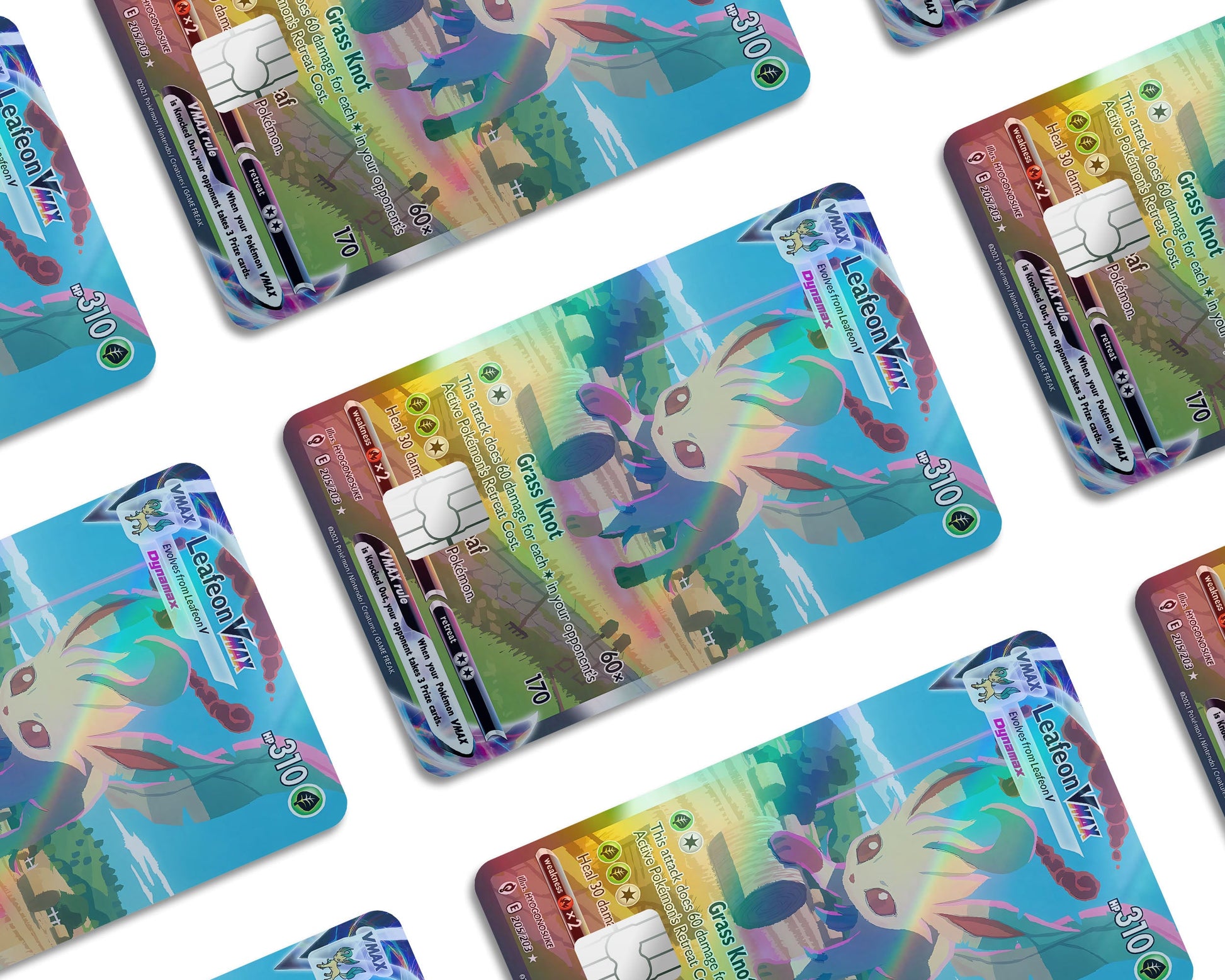 Anime Town Creations Holographic Credit Card Rare Leafeon Pokemon Card Window Skins - Anime Pokemon Holographic Credit Card Skin
