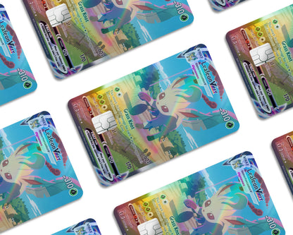 Anime Town Creations Holographic Credit Card Rare Leafeon Pokemon Card Window Skins - Anime Pokemon Holographic Credit Card Skin