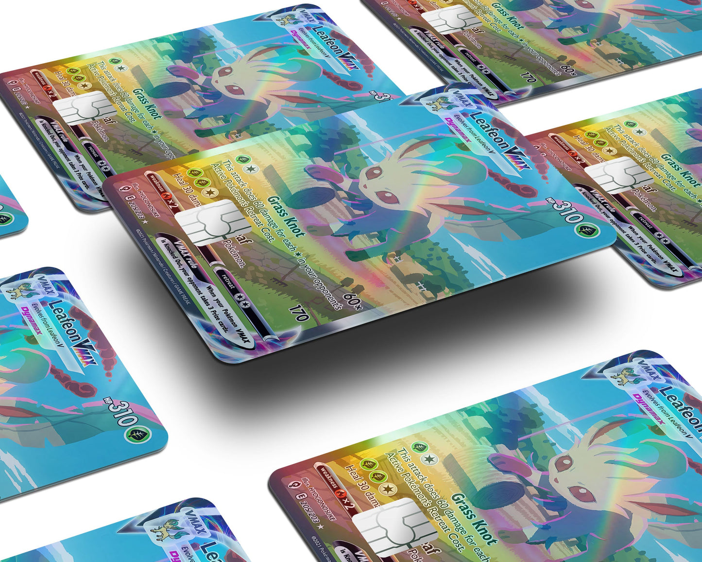 Anime Town Creations Holographic Credit Card Rare Leafeon Pokemon Card Window Skins - Anime Pokemon Holographic Credit Card Skin