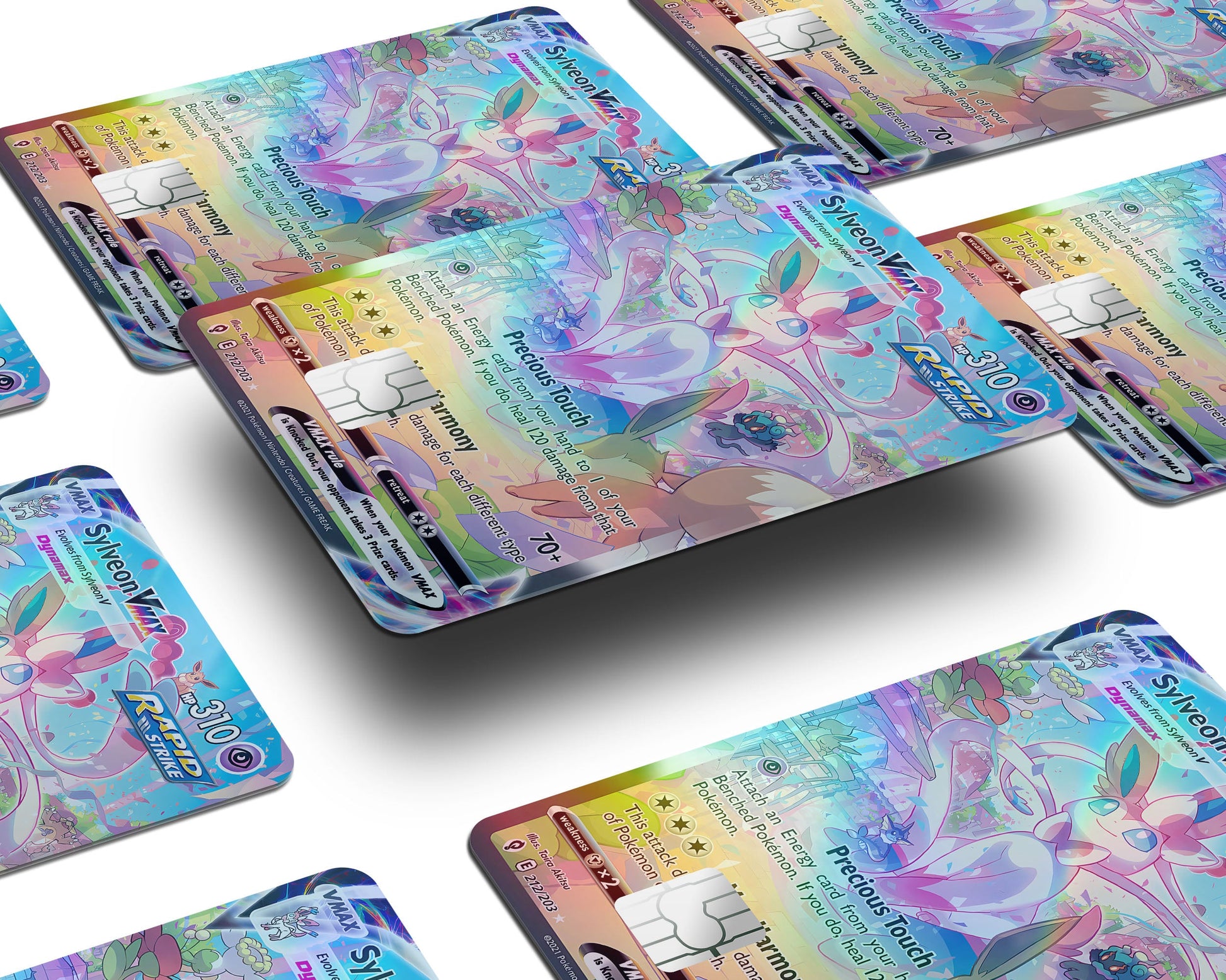 Anime Town Creations Holographic Credit Card Rare Sylveon Pokemon Card Window Skins - Anime Pokemon Holographic Credit Card Skin