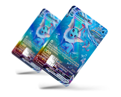 Rare Vaporeon Pokemon Card Holographic Credit Card Skin