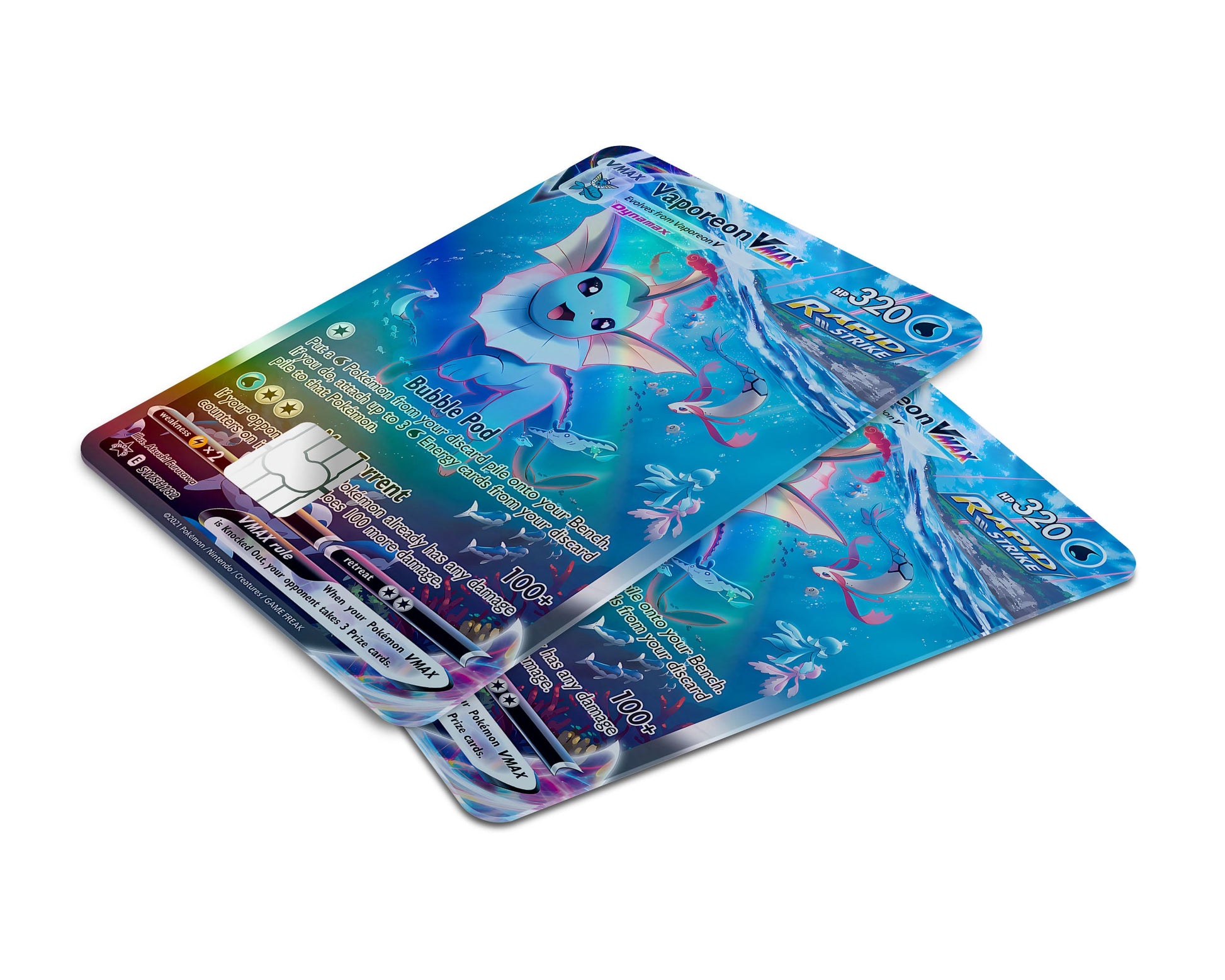 Rare Vaporeon Pokemon Card Holographic Credit Card Holographic Credit Card  Skin – Anime Town Creations
