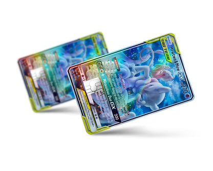 Anime Town Creations Holographic Credit Card Tag Cute Mewtwo & Mew Pokemon Card Full Skins - Anime Pokemon Holographic Credit Card Skin