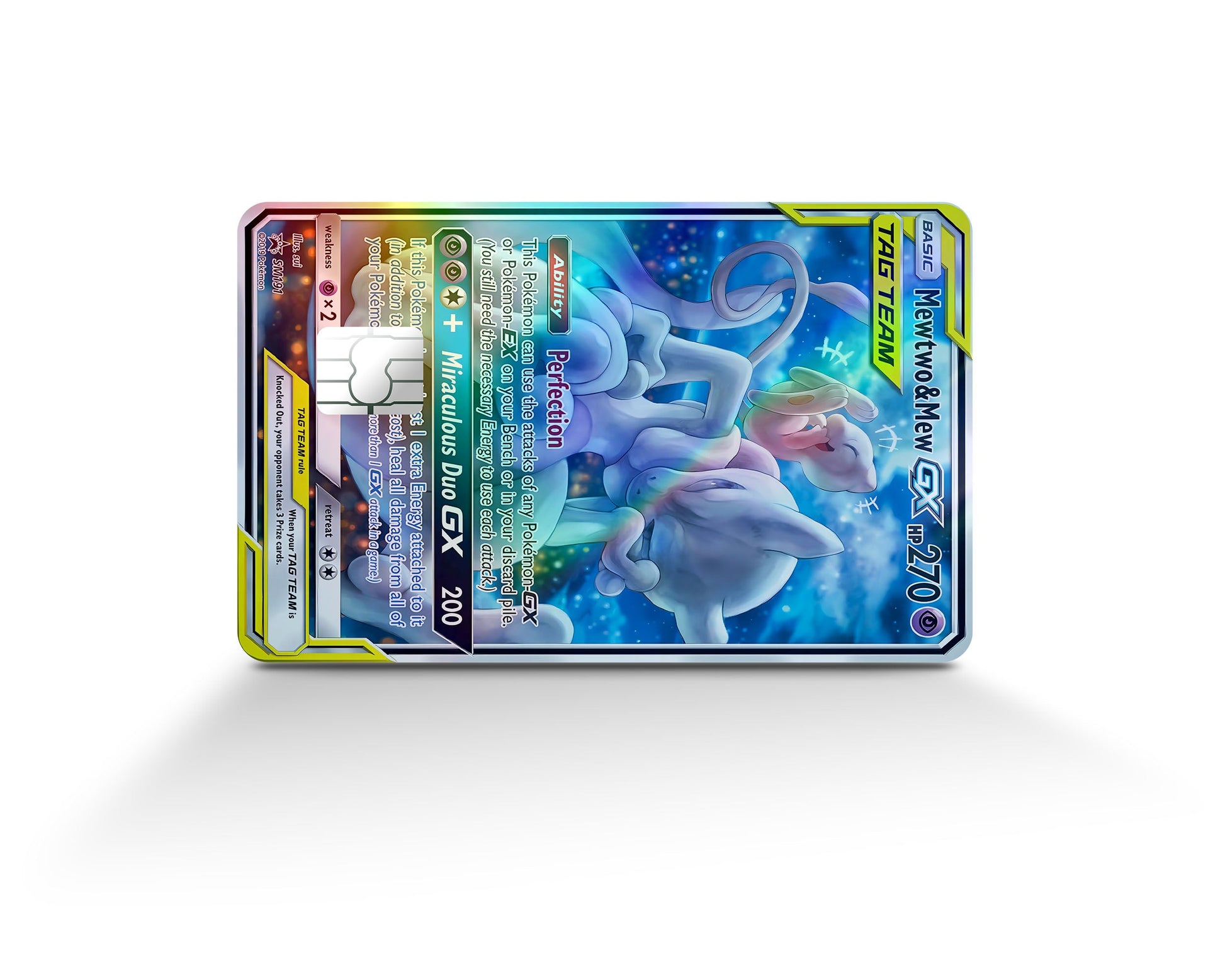Anime Town Creations Holographic Credit Card Tag Cute Mewtwo & Mew Pokemon Card Full Skins - Anime Pokemon Holographic Credit Card Skin