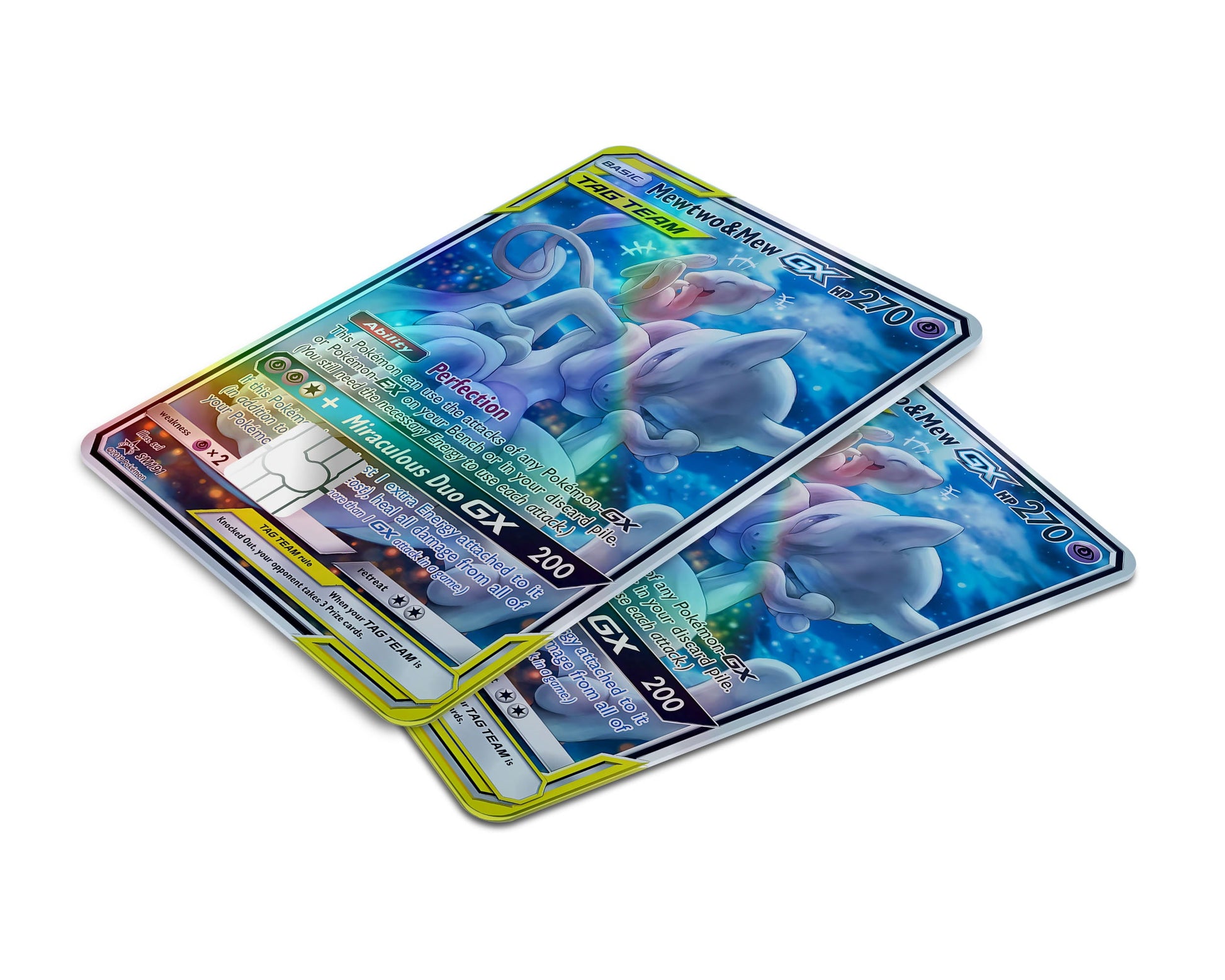 Anime Town Creations Holographic Credit Card Tag Cute Mewtwo & Mew Pokemon Card Window Skins - Anime Pokemon Holographic Credit Card Skin