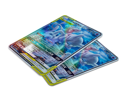 Anime Town Creations Holographic Credit Card Tag Cute Mewtwo & Mew Pokemon Card Window Skins - Anime Pokemon Holographic Credit Card Skin