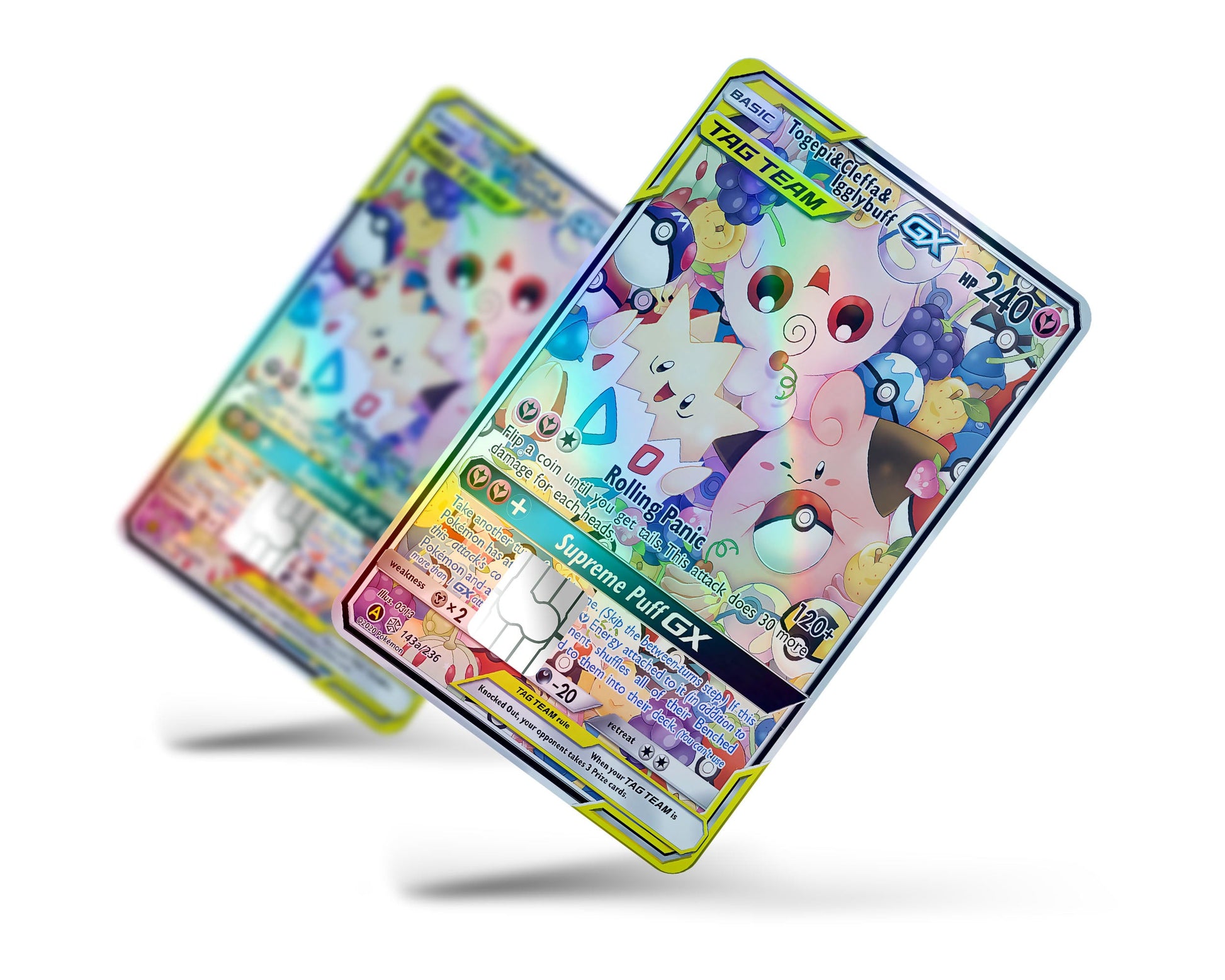 Anime Town Creations Holographic Credit Card Tag Cute Togepi Cleffa Igglybuff Pokemon Card Full Skins - Anime Pokemon Holographic Credit Card Skin