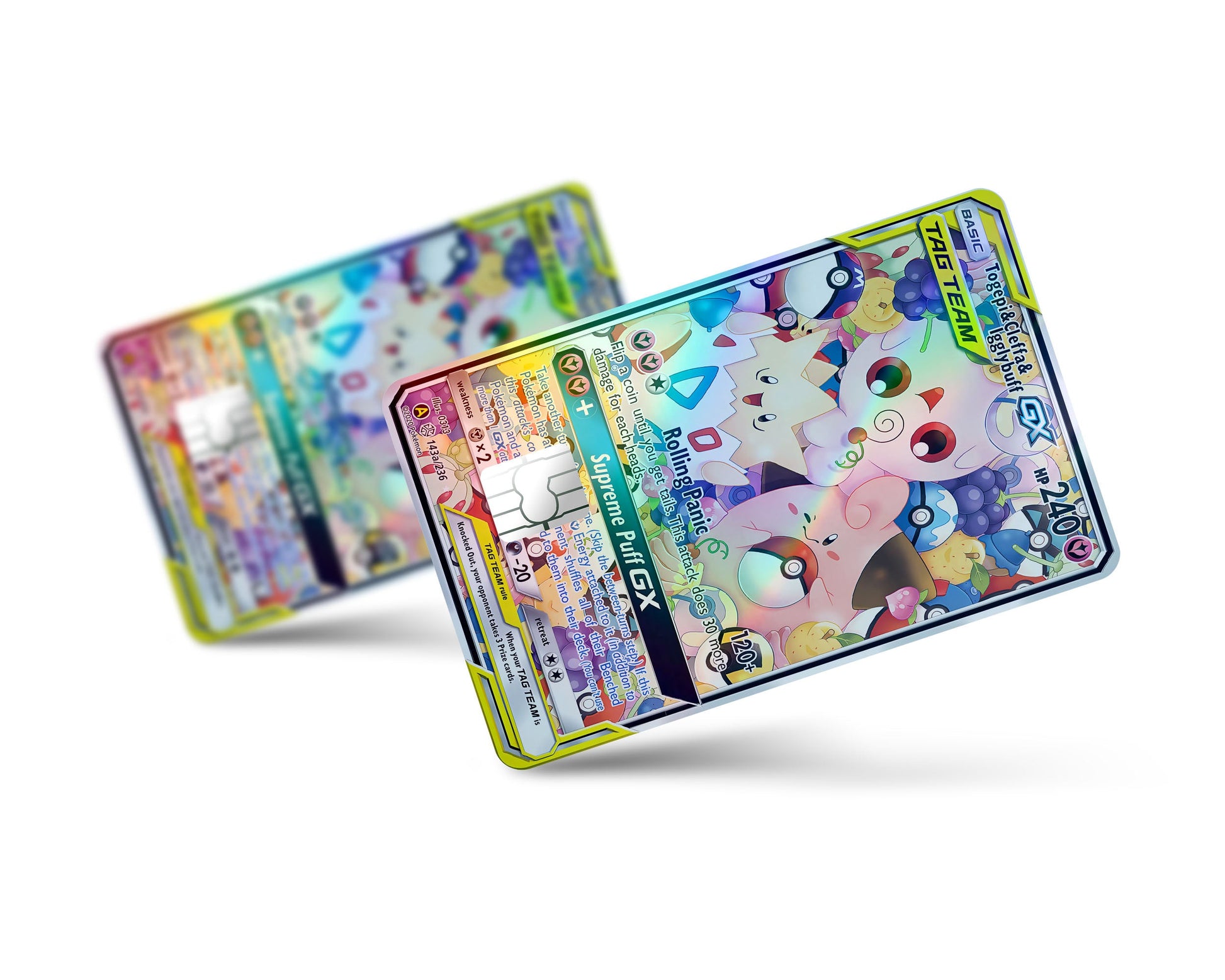Anime Town Creations Holographic Credit Card Tag Cute Togepi Cleffa Igglybuff Pokemon Card Full Skins - Anime Pokemon Holographic Credit Card Skin