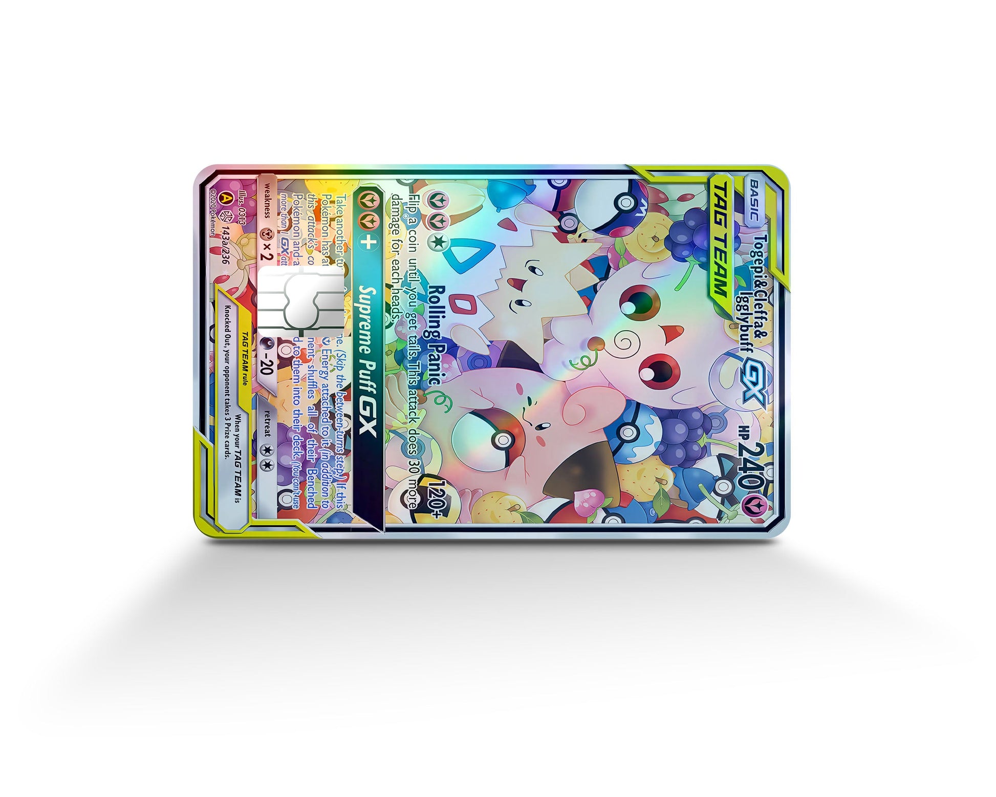 Anime Town Creations Holographic Credit Card Tag Cute Togepi Cleffa Igglybuff Pokemon Card Full Skins - Anime Pokemon Holographic Credit Card Skin