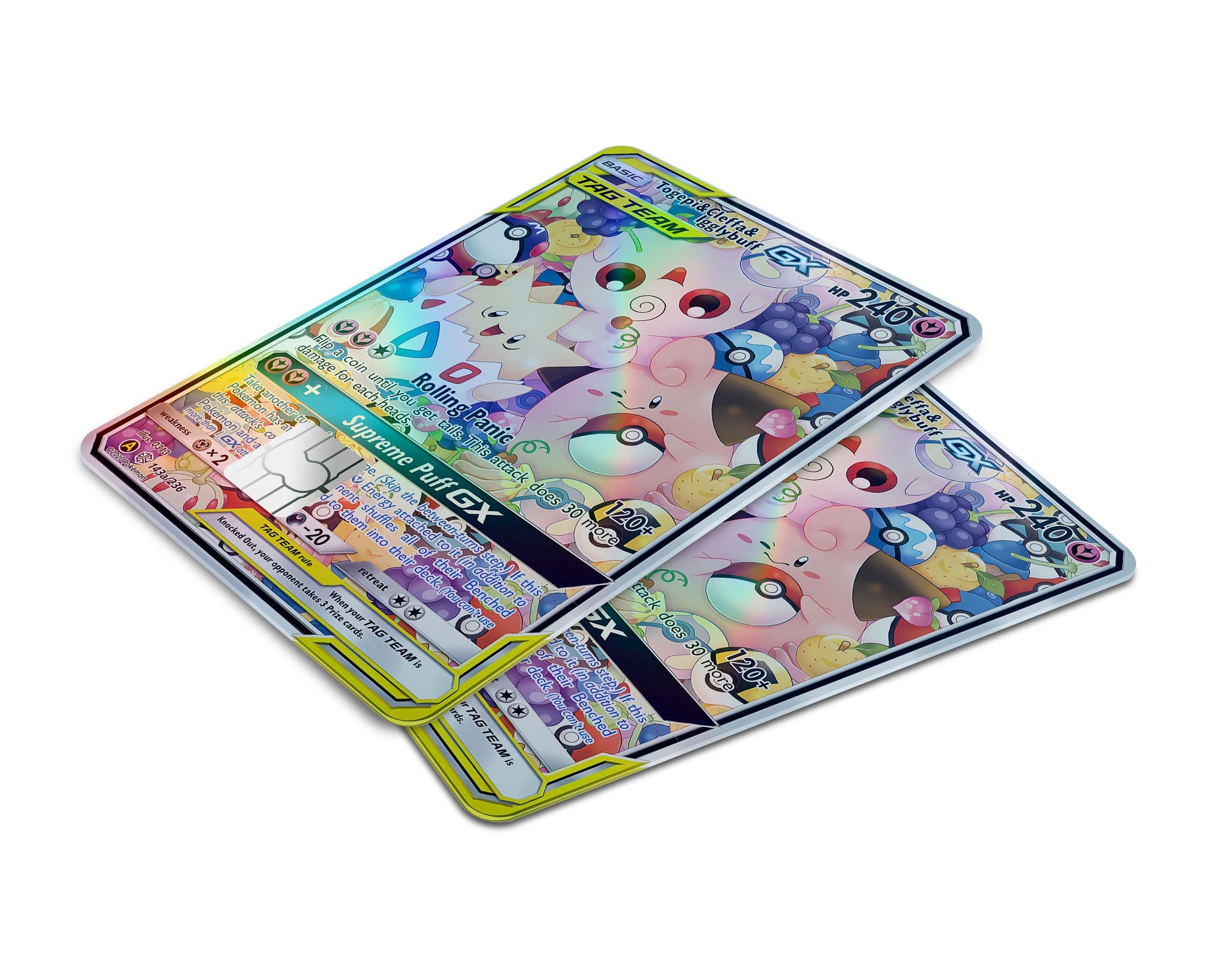 Anime Town Creations Holographic Credit Card Tag Cute Togepi Cleffa Igglybuff Pokemon Card Window Skins - Anime Pokemon Holographic Credit Card Skin
