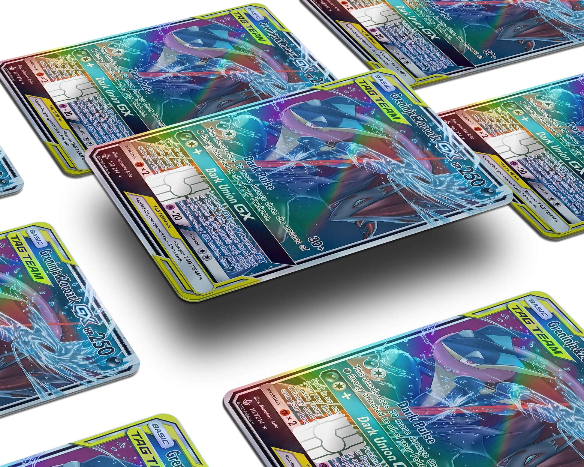Anime Town Creations Holographic Credit Card Tag Greninja Zoroark Pokemon Card Window Skins - Anime Pokemon Holographic Credit Card Skin