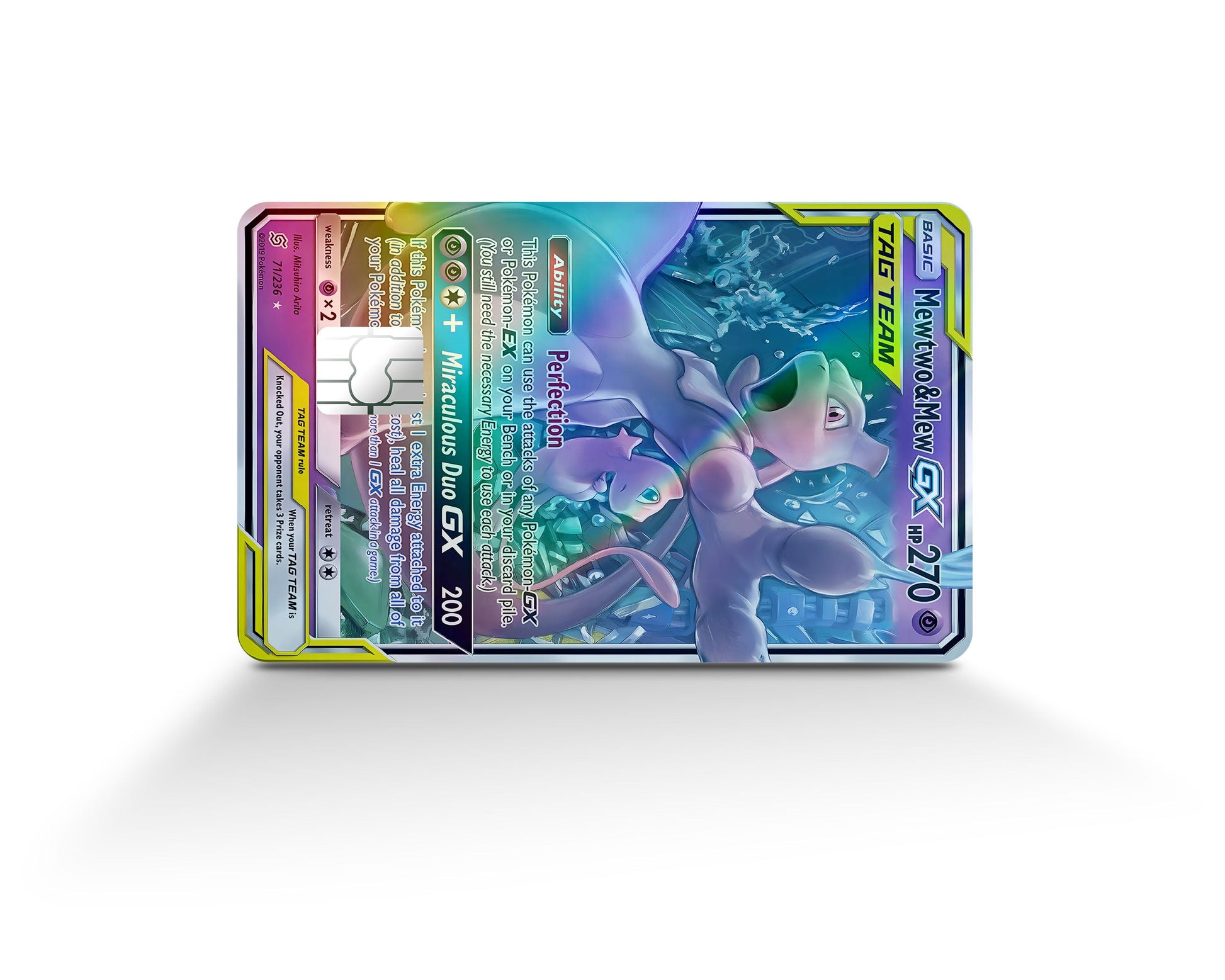 Anime Town Creations Holographic Credit Card Tag Mewtwo & Mew Pokemon Card Full Skins - Anime Pokemon Holographic Credit Card Skin