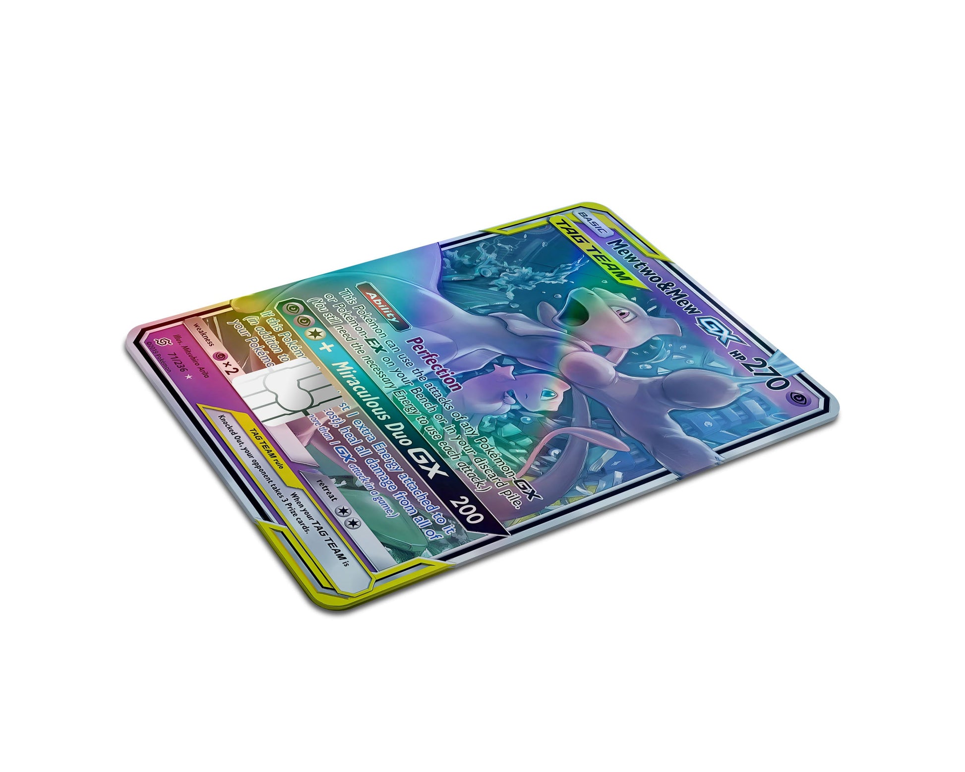 Anime Town Creations Holographic Credit Card Tag Mewtwo & Mew Pokemon Card Full Skins - Anime Pokemon Holographic Credit Card Skin