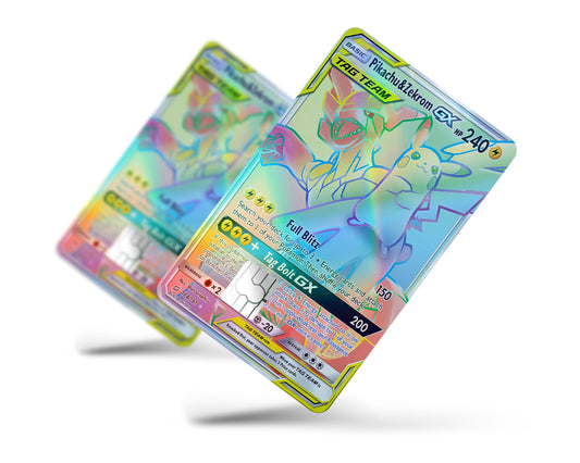 Anime Town Creations Holographic Credit Card Tag Rainbow Pikachu Zekrom Pokemon Card Full Skins - Anime Pokemon Holographic Credit Card Skin