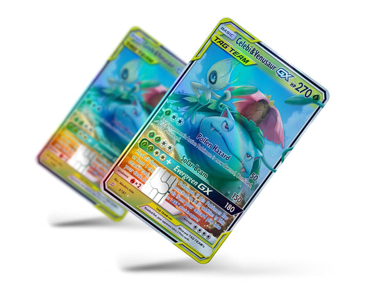 Anime Town Creations Holographic Credit Card Tag Venusaur Celebi Pokemon Card Full Skins - Anime Pokemon Holographic Credit Card Skin