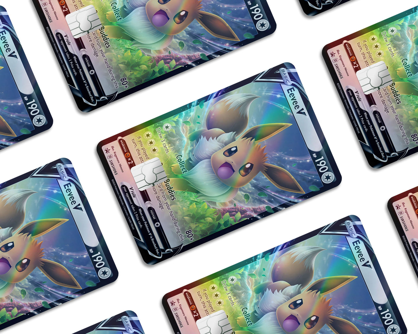 Anime Town Creations Holographic Credit Card Rare Eevee Pokemon Card Window Skins - Anime Pokemon Holographic Credit Card Skin