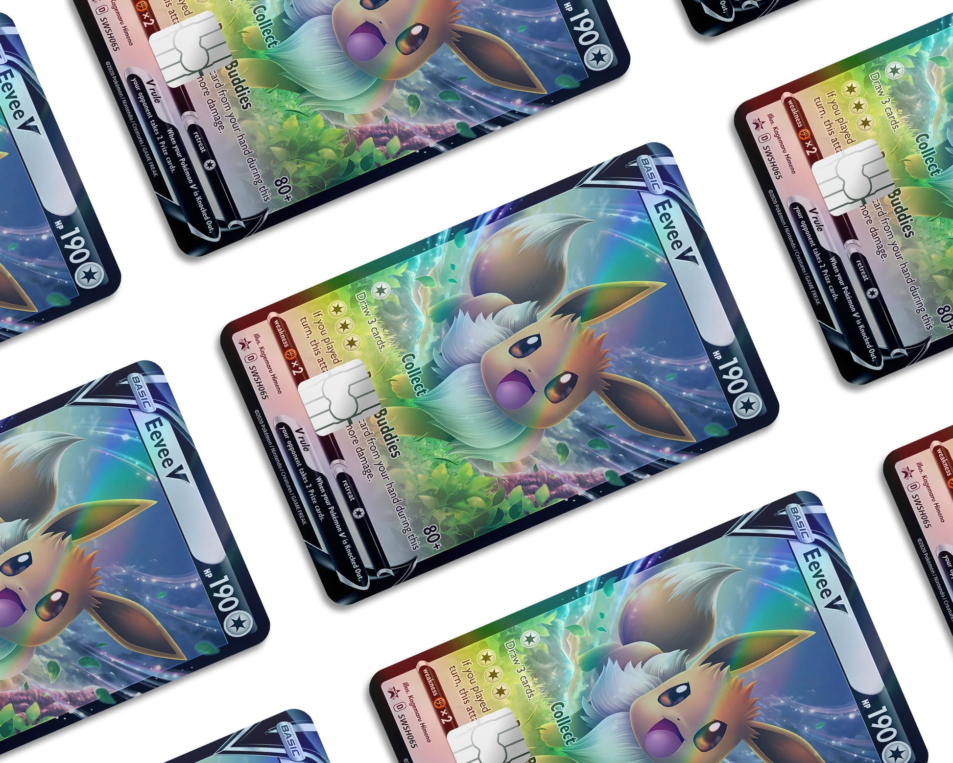 Anime Town Creations Holographic Credit Card Rare Eevee Pokemon Card Window Skins - Anime Pokemon Holographic Credit Card Skin